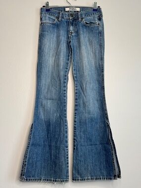 Mavi Y2K Vintage Double Slit Denim Distressed Low Rise Jeans Bell Bottoms